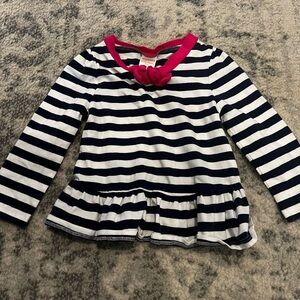 Gymboree Navy and White Striped Long Sleeve with Pink Bow